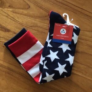 Red and White Casual Socks with Patriotic Design - NWT